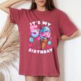 5Th Birthday Girl 5 Years Ice Cream Number 5 Women's Oversized Comfort T-Shirt Crimson