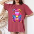 7Th Birthday Girl 7 Years Butterfly Number 7 Women's Oversized Comfort T-Shirt Crimson