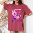 9Th Birthday Girl 9 Years Painting Art Number 9 Women's Oversized Comfort T-Shirt Crimson