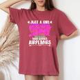 Airplane Lover Vintage Just A Girl Who Loves Airplanes Women's Oversized Comfort T-Shirt Crimson