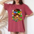 Autism Mom Afro Messy Bun Black Mom Life Women's Oversized Comfort T-Shirt Crimson