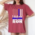 I Back The Blue For My Son Proud Police Mom Dad Cop's Parent Women's Oversized Comfort T-Shirt Crimson