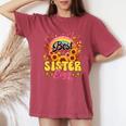 Best Sister Ever Sunflowers Colourful Rainbow Mother's Day Women's Oversized Comfort T-Shirt Crimson