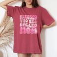 Blessed To Be Called Mom Mother's Day Groovy Women's Oversized Comfort T-Shirt Crimson