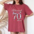 Blessed By God For 70 Years Old Woman 70Th Birthday Women's Oversized Comfort T-Shirt Crimson