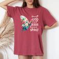 Blessed By God Loved By Jesus Floral Butterfly Christian Women's Oversized Comfort T-Shirt Crimson