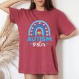 Blue Rainbow Autism Awareness Sister Heart Puzzle For Girls Women's Oversized Comfort T-Shirt Crimson