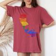 California Lgbtq Gay Lesbian Pride Rainbow Flag Women's Oversized Comfort T-Shirt Crimson