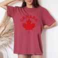 Canada Vintage Canadian Flag Leaf Maple Retro Women's Oversized Comfort T-Shirt Crimson
