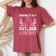 Cat And Dog Mom Fur Mama Mother's Day Women's Oversized Comfort T-Shirt Crimson