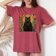 Cat Lover Cat Art Cat With Flowers Floral Cat Women's Oversized Comfort T-Shirt Crimson