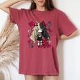 Chibi Kawaii Emo Pastel Goth Girl With Sad Bunny Women's Oversized Comfort T-Shirt Crimson