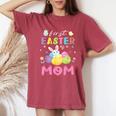 Chick Bunny Flowers Happy First Easter Day As A Mom Mother Women's Oversized Comfort T-Shirt Crimson