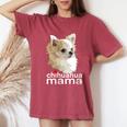 Chihuahua Mama Chihuahua Long Haired Mom Mommy Chiwawa Dog Women's Oversized Comfort T-Shirt Crimson