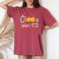 Choose Happy Positive Message Saying Quote Women's Oversized Comfort T-Shirt Crimson