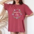 Christian Daughter Of A King Floral Wreath Bible Quote Women's Oversized Comfort T-Shirt Crimson