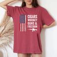 Cigars Whiskey Guns & Freedom Usa Flag 4Th Of July Back Women's Oversized Comfort T-Shirt Crimson