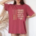 Cigars Whiskey Guns & Freedom Usa Flag 4Th Of July Back Women's Oversized Comfort T-Shirt Crimson