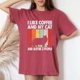 I Like Coffee And My Cat Maybe 3 People Vintage Maine Coon Women's Oversized Comfort T-Shirt Crimson