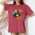 Colorful Afro Woman African American Melanin Blm Girl Women's Oversized Comfort T-Shirt Crimson