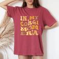 In My Corgi Mom Era Groovy Pembroke Welsh Corgi Dog Owner Women's Oversized Comfort T-Shirt Crimson