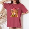 Cow Bandana Farm Animal Highland Cow Graphics Women's Oversized Comfort T-Shirt Crimson