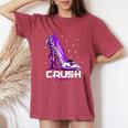 Crush Lupus Awareness Purple High Heel Purple Ribbon Womens Women's Oversized Comfort T-Shirt Crimson
