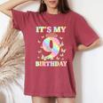 Cute 9 Years Old Girl Butterfly It's My 9Th Birthday Women's Oversized Comfort T-Shirt Crimson