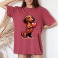 Cute Dachshund Valentines Day Heart Lover Dog Mom Dad Women Women's Oversized Comfort T-Shirt Crimson