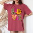 Cute Love Basketball Leopard Print Girls Basketball Women's Oversized Comfort T-Shirt Crimson