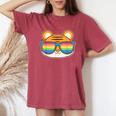 Cute Tiger Pride Flag Rainbow Sunglasses Lgbtq Women's Oversized Comfort T-Shirt Crimson