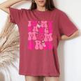 In My Dance Mom Era Groovy Retro Happy Mother's Day Mom Life Women's Oversized Comfort T-Shirt Crimson