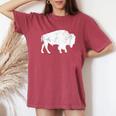 Distressed Buffalo Retro Bison Animal Lover Dad Women's Oversized Comfort T-Shirt Crimson