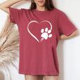 Dog Paw Print Heart For Mom For Dad Women's Oversized Comfort T-Shirt Crimson