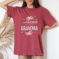 My Favorite People Call Me Grandma Floral Women's Oversized Comfort T-Shirt Crimson