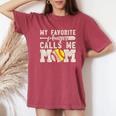 My Favorite Player Calls Me Mom Baseball Softball Boy Mother Women's Oversized Comfort T-Shirt Crimson