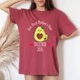 Our First Mother's Day 2024 Retro Vintage Avocado Women's Oversized Comfort T-Shirt Crimson