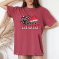 Football Cheer Mom Red Black Pom Leopard Women's Oversized Comfort T-Shirt Crimson