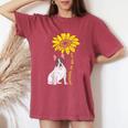 French Bulldog Sunflower Sunshine Frenchie Dog Women Women's Oversized Comfort T-Shirt Crimson