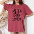 Fueled By Iced Coffee And Anxiety Coffee Lover Women's Oversized Comfort T-Shirt Crimson