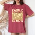 Geography Teacher Easily Distracted By Maps Women's Oversized Comfort T-Shirt Crimson