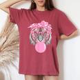 Pink Tiger For Girl Glasses & Pink Bubble Gum Women's Oversized Comfort T-Shirt Crimson