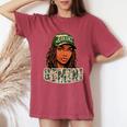 Gemini Queen Black Woman Camo Hat Locs Birthday Women's Oversized Comfort T-Shirt Crimson