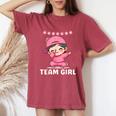 Gender Reveal Party Team Girl Dabbing Cute Baby Pink Teams Women's Oversized Comfort T-Shirt Crimson