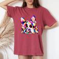 Geometric French Bulldog Dog Boy Girl Women's Oversized Comfort T-Shirt Crimson