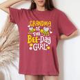 Grandma Of The Bee-Day Girl Birthday Party Matching Family Women's Oversized Comfort T-Shirt Crimson