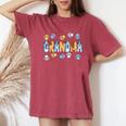 Grandma Of The Birthday Boy Girl Dog Family Matching Women's Oversized Comfort T-Shirt Crimson