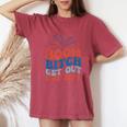 Groovy Fireworks 4Th Of July Boom Bitch Get Out The Way Women's Oversized Comfort T-Shirt Crimson