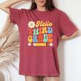 Groovy Hello Third Grade Back To School 3Rd Grade Boy Girl Women's Oversized Comfort T-Shirt Crimson
