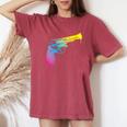 Gun Dripping Rainbow Graffiti Paint Artist Revolver Women's Oversized Comfort T-Shirt Crimson